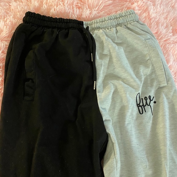 Black and gray patchwork flare pants - Picture 2 of 2